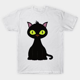 Scary Black Halloween Cat T-Shirt